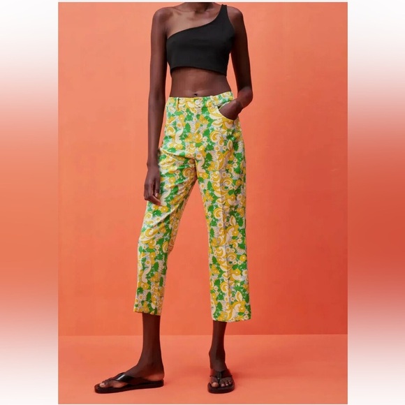 ZARA MULTICOLORED PRINTED PANTS - Picture 1 of 10